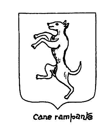 Image of the heraldic term: Cane rampante